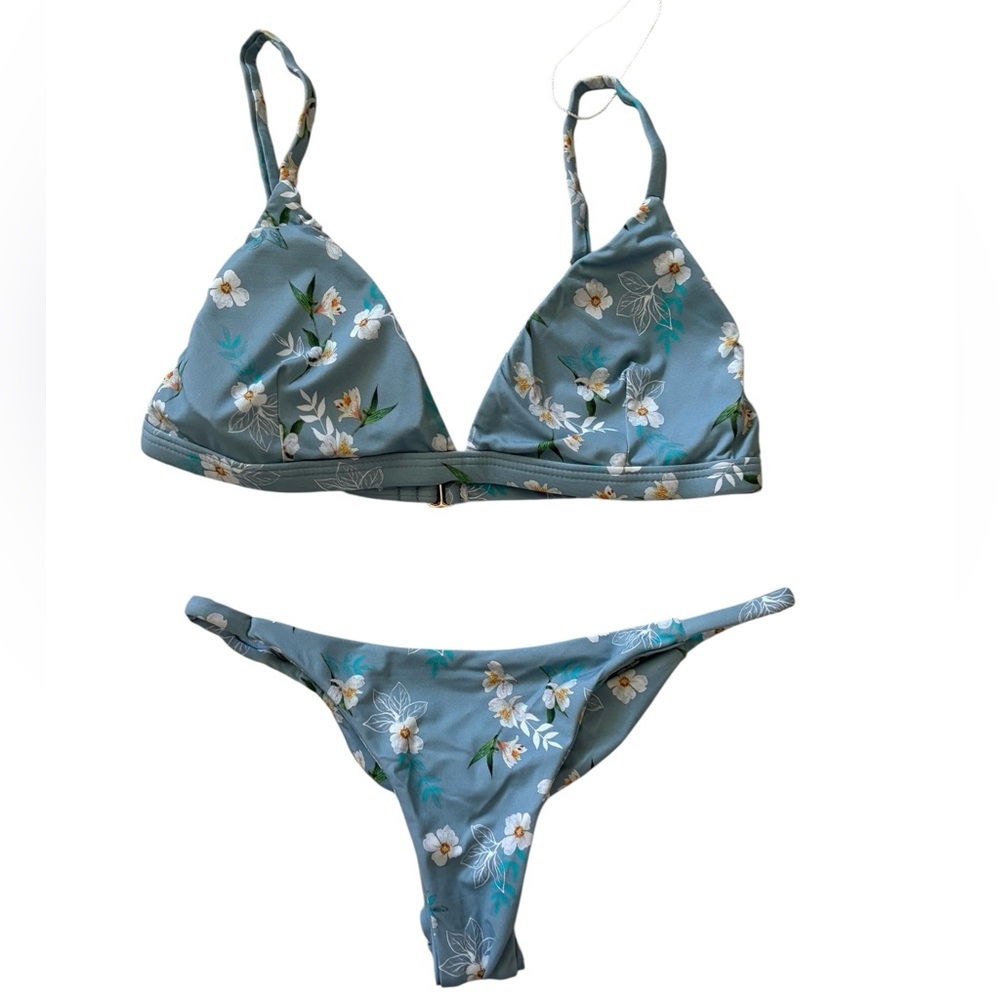 San Lorenzo Flor Oceania Blue Lily Bikini Top + Bottom Set NWOT